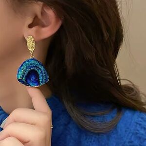 Van Gogh Style Abstract Painting Earrings- 2025 Trend (Simulated Natural Stone)